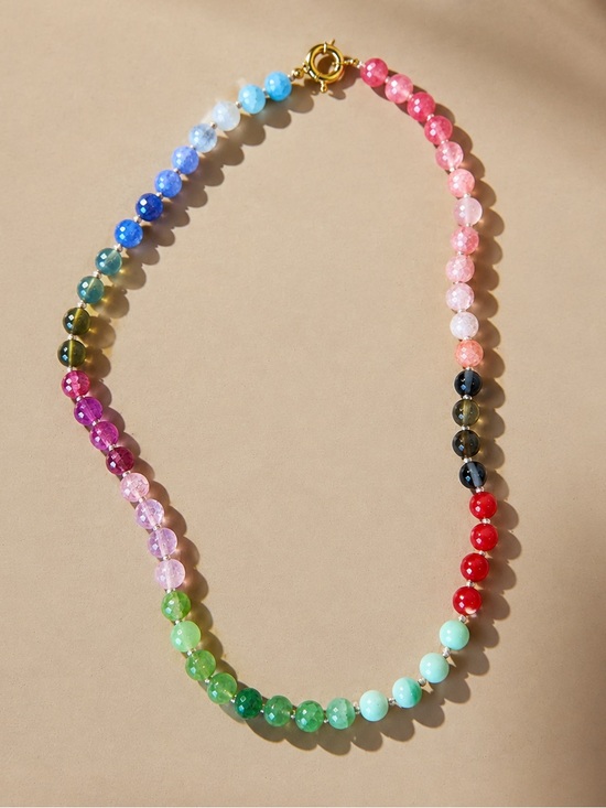 Anthropologie Jewelry - Multicolor Beaded Necklace with Gold-Tone Clasp